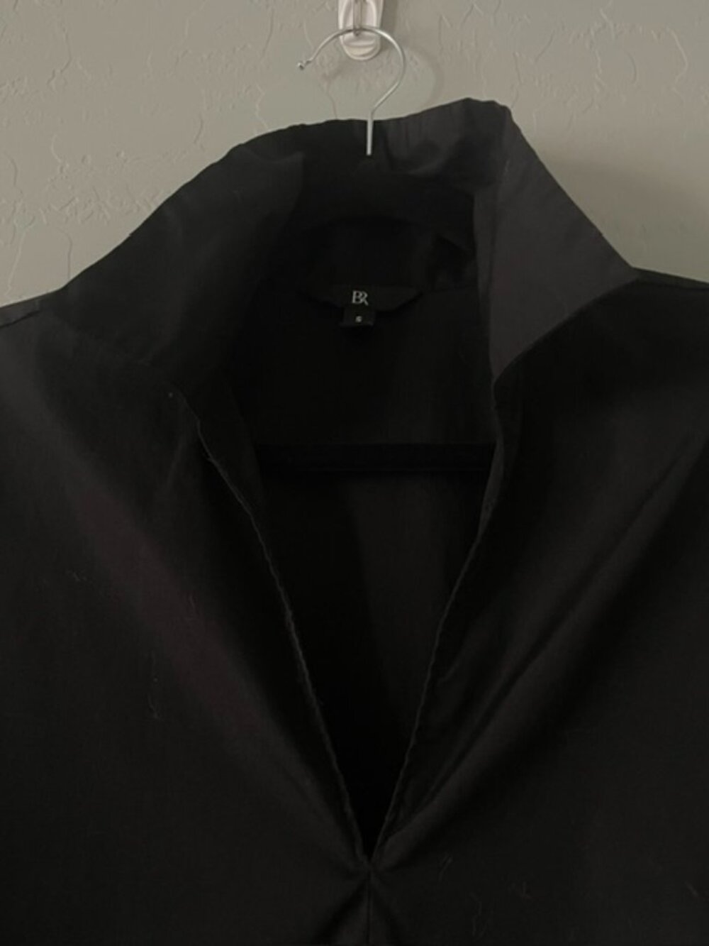 Banana Republic Black Poplin Ruched V-Neck Popover Boxy Blouse Top Size S - Picture 2 of 6